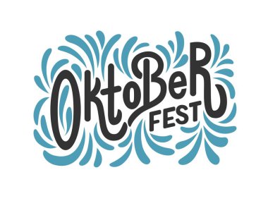 Oktoberfest el yazısı. Oktoberfest tebrik kartları ve poster için tipografi vektör tasarımı. Bira Festivali vektör pankartı. Şablon kutlaması tasarla. Vektör illüstrasyonu.