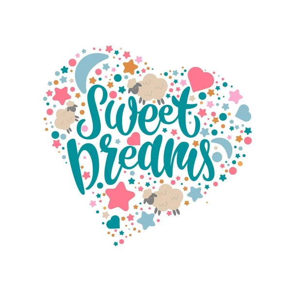 Sweet Dreams Färgglada Handritade Vektor Illustration Sovande Tecknad Baby Vektor — Stock vektor