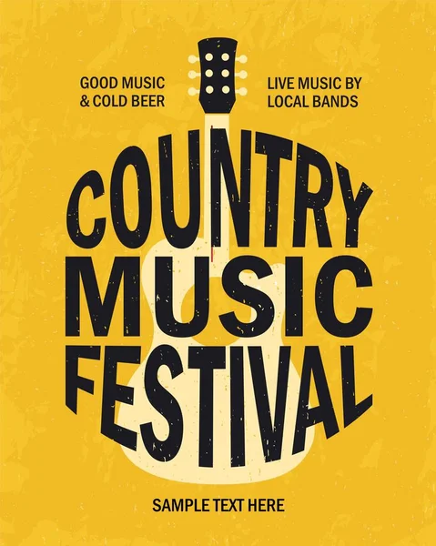 Country Müzik Festivali Afişi Vektör Çizimi — Stok Vektör