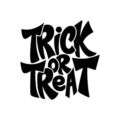 Cadılar Bayramı parti posteri veya el yazısı harfler ve geleneksel semboller ile tebrik kartı. Vektör çizimi.