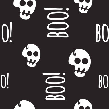 Tebrik kartı veya kafatasları ile posterler için Halloween desen. Vektör çizimi.