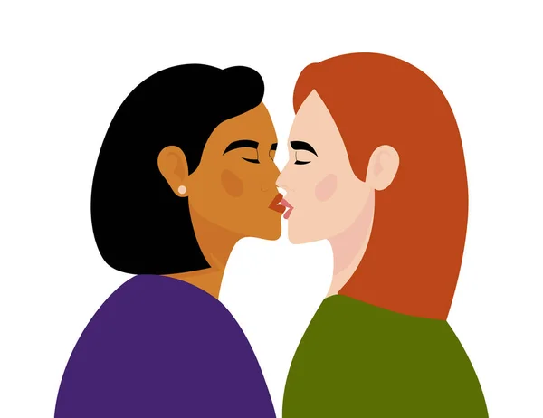 Par Chicas Homosexuales Están Besando Concepto Amor Libre Relaciones Amor — Archivo Imágenes Vectoriales