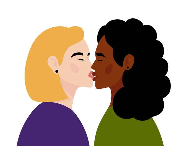 Par Chicas Homosexuales Están Besando Concepto Amor Libre Relaciones Amor — Archivo Imágenes Vectoriales