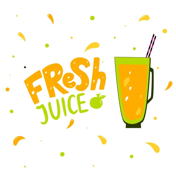 Letras dibujadas a mano de jugo fresco pegatina brillante — Vector de stock