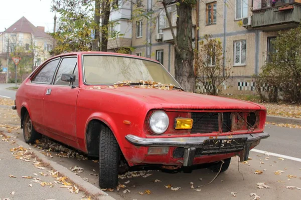 Oldtimer Kreatives Konzept Sowjet Retro Autoreise Mechanismus Auto Auto Angehalten — Stockfoto