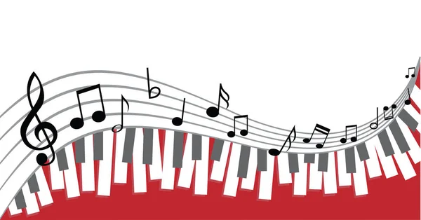 Piyano Klavye Piyano Klavye Müzik Notlar Müzik Notaları Dalgalar Vektör — Stok Vektör