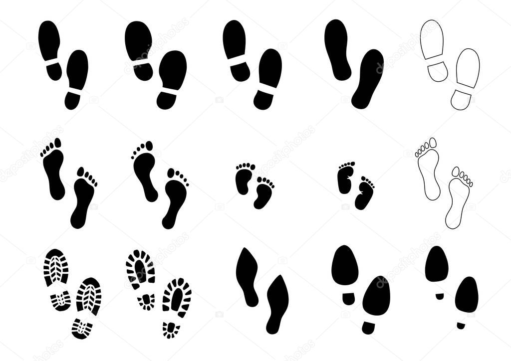 Footprints human shoes shoe sole funny feet footsteps paws people funny fun follow child baby foot vector hiking icon steps sign forbidden Two Bare foot Walks Walking Stampen run fast speedy footmark