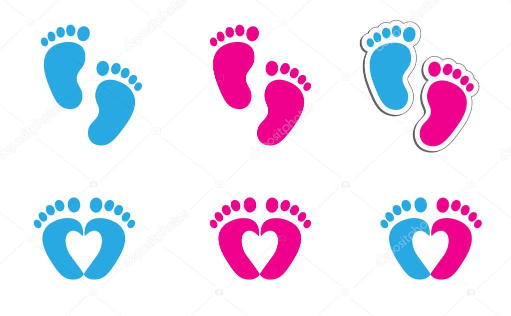 Baby coming soon baby gender reveal symbol baby girl baby boy icon vector eps footstep footprints foot feet hand Fun funny happy gender Pretty Pregnant Bump newborn heart love pictogram sign logo