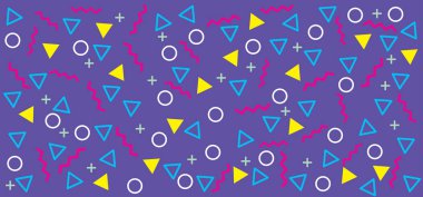 Memphis tarzı Memphis tasarım öğeleri polka dot üçgenler daireler vektör geometrik şekiller arka plan desen kumaş ya da Kağıt albüm mutlu eğlenceli sorunsuz doku komik Retro Pop Art 80 70's yıl
