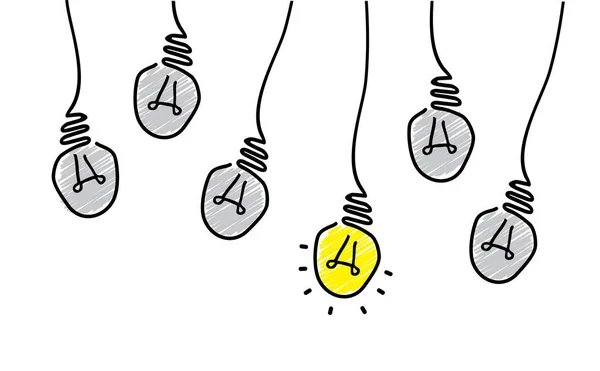 Comic Gehirn Elektrische Lampe Idee Doodle Faq Geschäftsladekonzept Spaß Vektor — Stockvektor