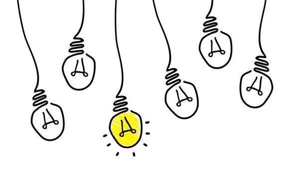 Lâmpada Elétrica Cerebral Cómica Ideia Doodle Faq Conceito Carregamento Negócios —  Vetores de Stock