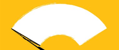 Araba sileceği camı temizler. Arka planda yağmur ve kar var. Silecekler ön camı temizler. Eğlenceli vektör işareti.