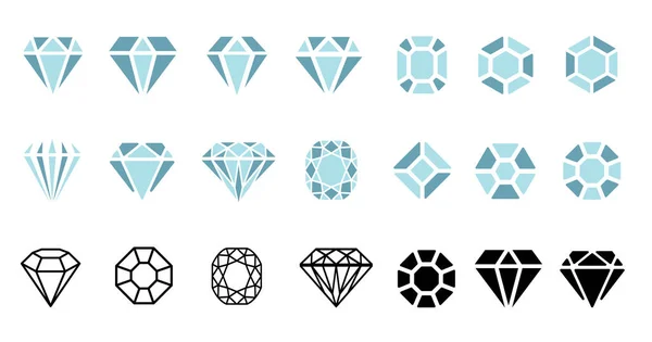 Jewels Diamond Icons Diamonds Gems Luxury Jewel Gemstones Precious Gem — Stock Vector