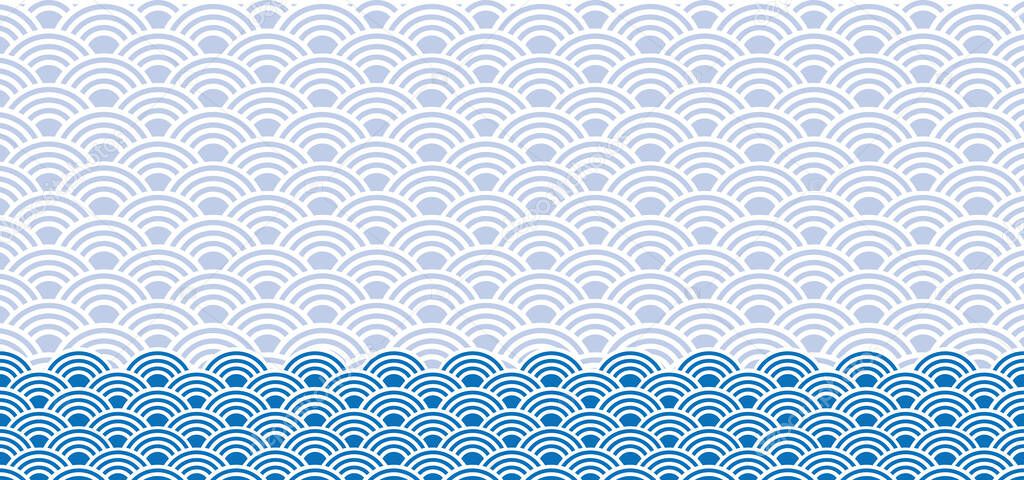 Sashiko wave. Japanese wavy pattern Asian style sign Japan seamless ornament Background line sea, ocean waves concept Happy new year Vector circle oriental fabric Folk Seigaiha symbol Seigainami. Red