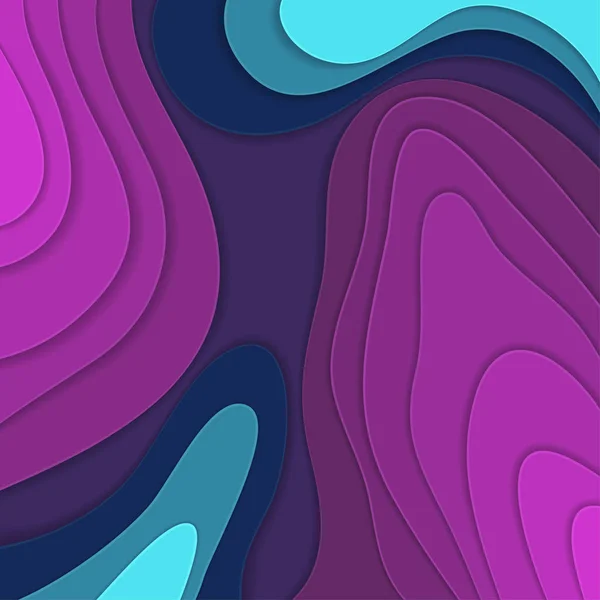Цветные Бумажные Волны Абстрактные Геометрические Фоновые Текстурные Слои Глубины Оттенках — стоковый вектор
