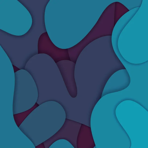 Farbige Papierwellen Abstrakte Geometrische Texturschichten Hintergrund Blautönen Papierschnitt Stil — Stockfoto