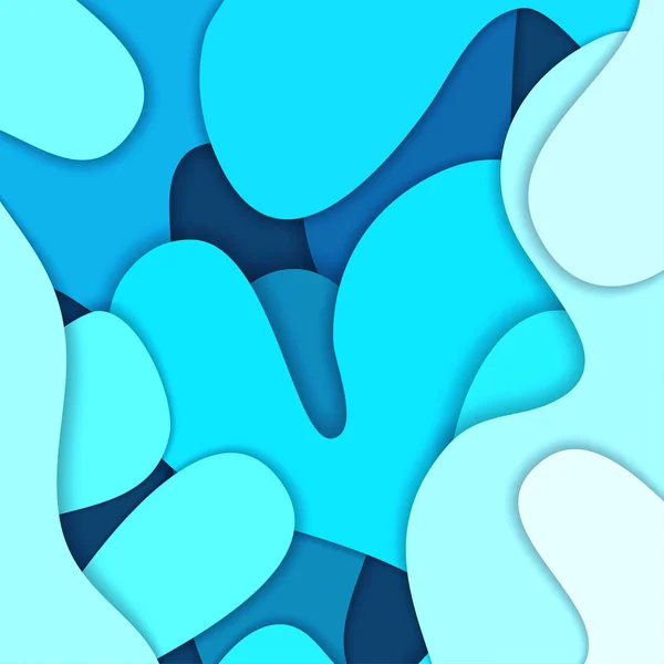 Farbige Papierwellen Abstrakte Geometrische Texturschichten Hintergrund Blautönen Papierschnitt Stil — Stockfoto