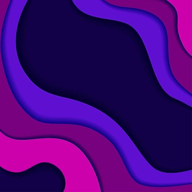 Kağıt dalgalar, Soyut, geometrik arka plan doku katmanları derin mor tonları, pembe, mavi renkli. Tarzı kağıt kesme. 
