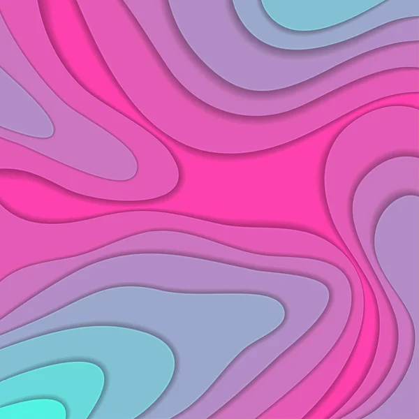 彩色纸波 几何背景纹理层的深度在粉红色 绿松石的色调 剪纸风格 向量例证 — 图库矢量图片