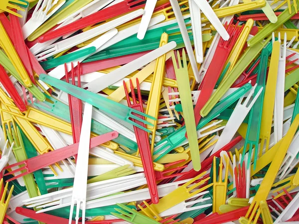 Colorful Plastic Forks Background — 스톡 사진