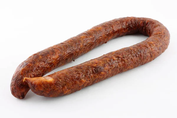 Räucherwurst Isoliert Auf Weißem Hintergrund — Stockfoto