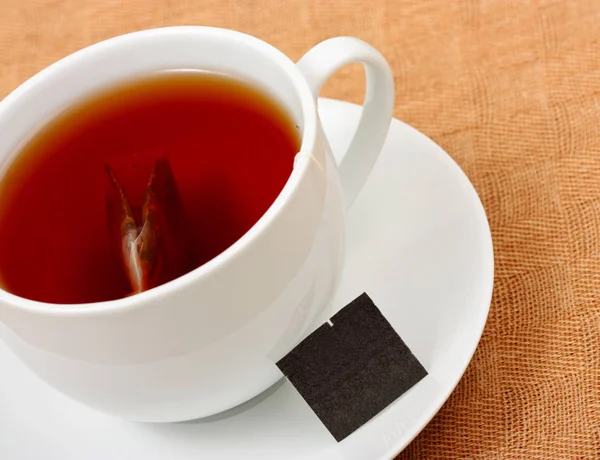 Чашка Чая Пакетиком Чая Блюдце — стоковое фото