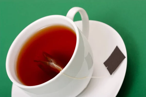 Cup Tea Teabag Saucer — Stock Photo, Image