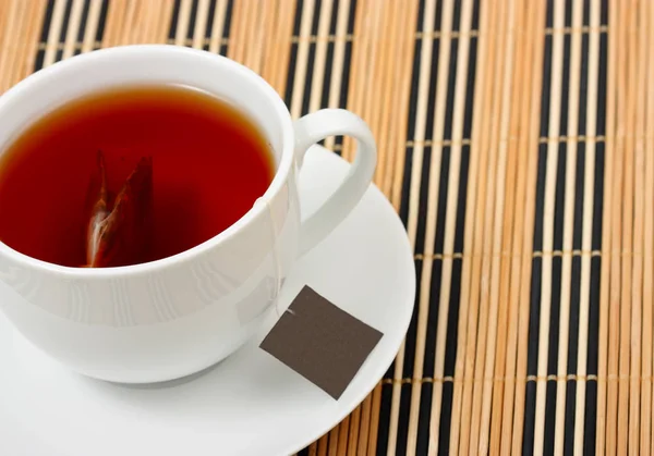 Cup Tea Teabag Saucer — Stock Photo, Image