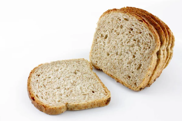 Свіжий Нарізаний Хліб Цільнозерновим Білому Тлі — стокове фото