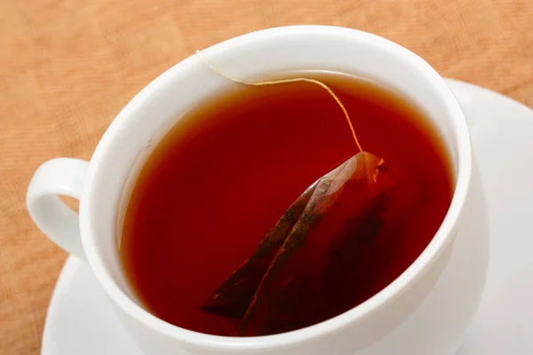 Cup Tea Teabag Saucer — Stock Photo, Image