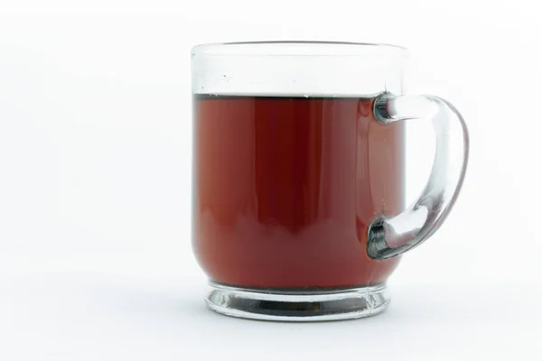 Schwarzer Tee Glasschale Auf Weißem Hintergrund — Stockfoto