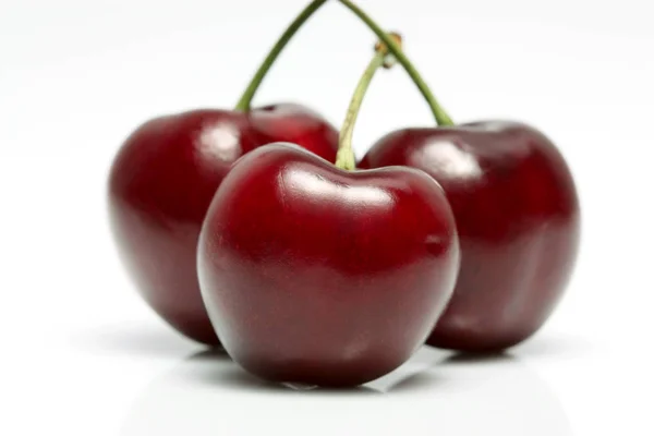 Ripe Red Cherries Isolated White Background — Stock Photo, Image