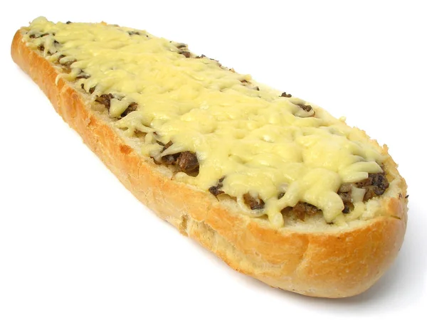 Baguette Mushrooms Cheese — Stock Photo, Image