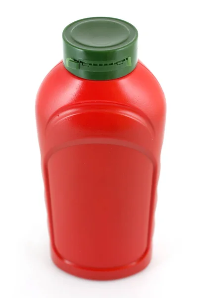 Botella Ketchup Rojo Aislado Sobre Fondo Blanco — Foto de Stock