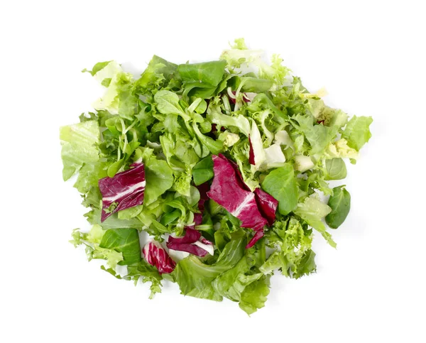 Gemischte Salatblätter Isoliert Auf Weißem Hintergrund — Stockfoto