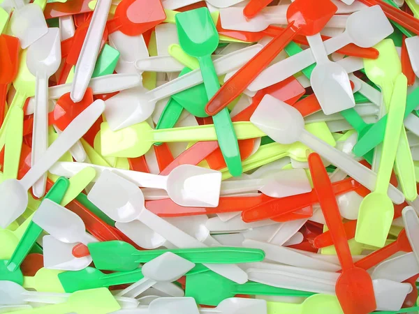 Colorful Plastic Spoons Background — Fotografia de Stock