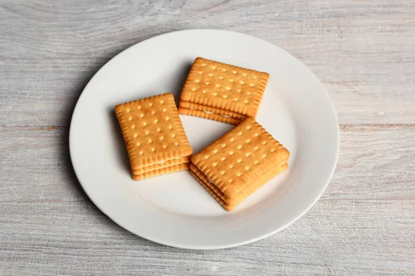 Cream Cookie Sandwiches Plate — Stock Photo, Image