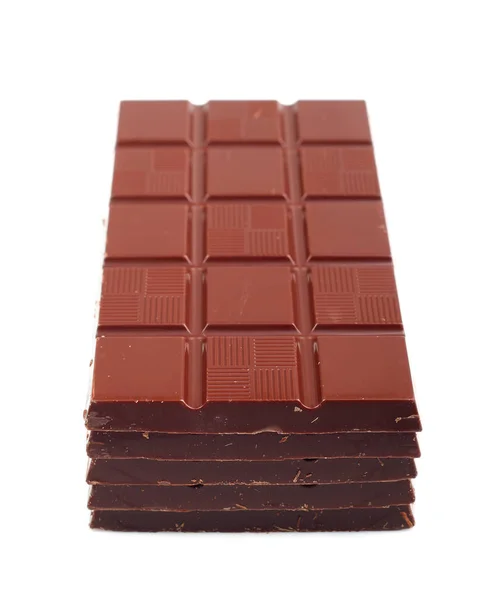Tavoletta Cioccolato Fondente Stack Isolato Sfondo Bianco — Foto Stock
