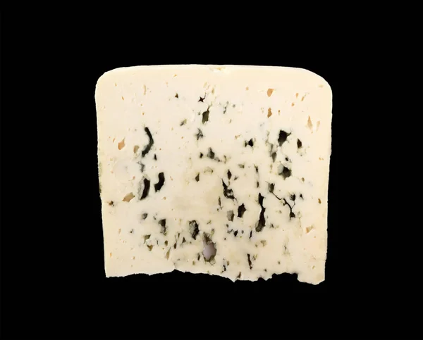 Blue Cheese Isolated Black Background Directly — Stock Photo, Image