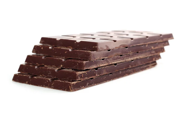Mörk Choklad Tablett Stack Isolerad Vit Bakgrund — Stockfoto