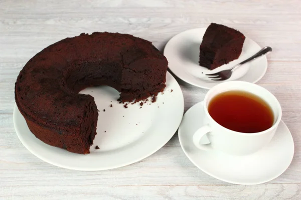 Bolo Uísque Chocolate Chá Preto — Fotografia de Stock