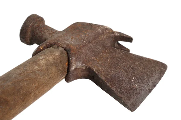 Ferramenta Vintage Punho Madeira Hatchet Hammer Axe Crowbar Isolado Com — Fotografia de Stock