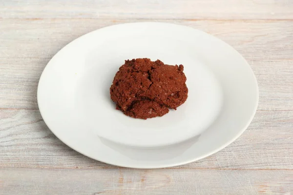 Biscuiți Ciocolată Casă Placă Albă — Fotografie, imagine de stoc
