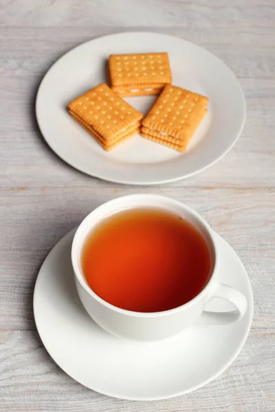 Cream Cookie Sandwiches Tea — Stock Photo, Image