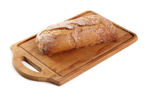 Loaf Rye Bread Cutting Board Isolated Clipping Path — Stock Photo, Image