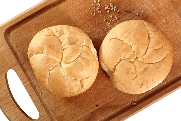Kaiser Roll Cutting Board Isolated Clipping Path Directly — Stock Photo, Image