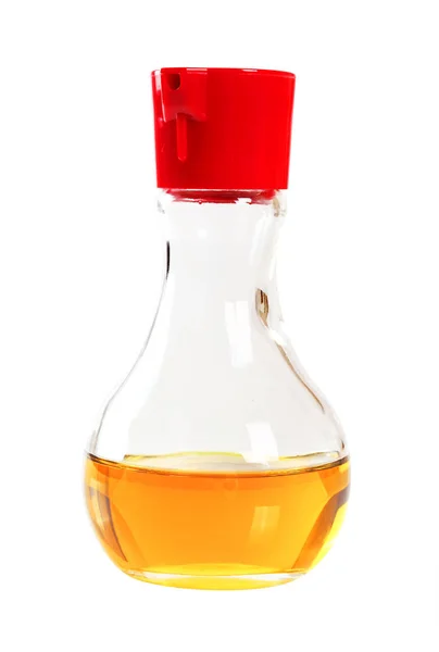 Cruet Aceite Oliva Con Aceite Aislado Con Ruta Recorte — Foto de Stock