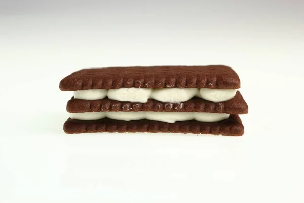 Sandes Biscoito Creme Chocolate — Fotografia de Stock