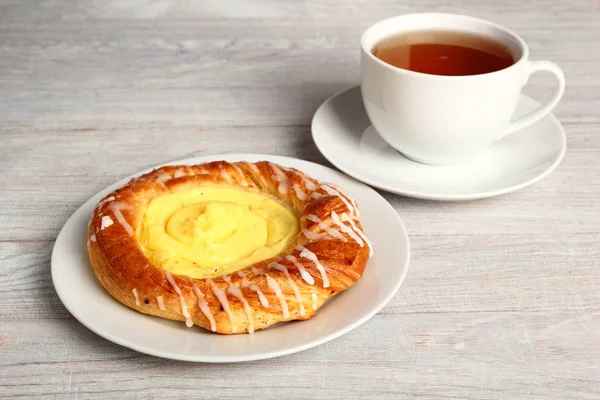 Pâtisserie Danoise Avec Garniture Crème — Photo