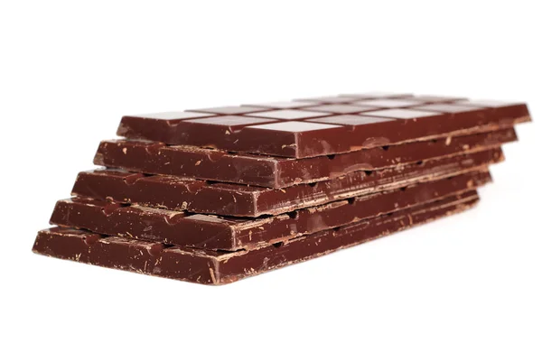 Mörk Choklad Tablett Stack Isolerad Vit Bakgrund — Stockfoto